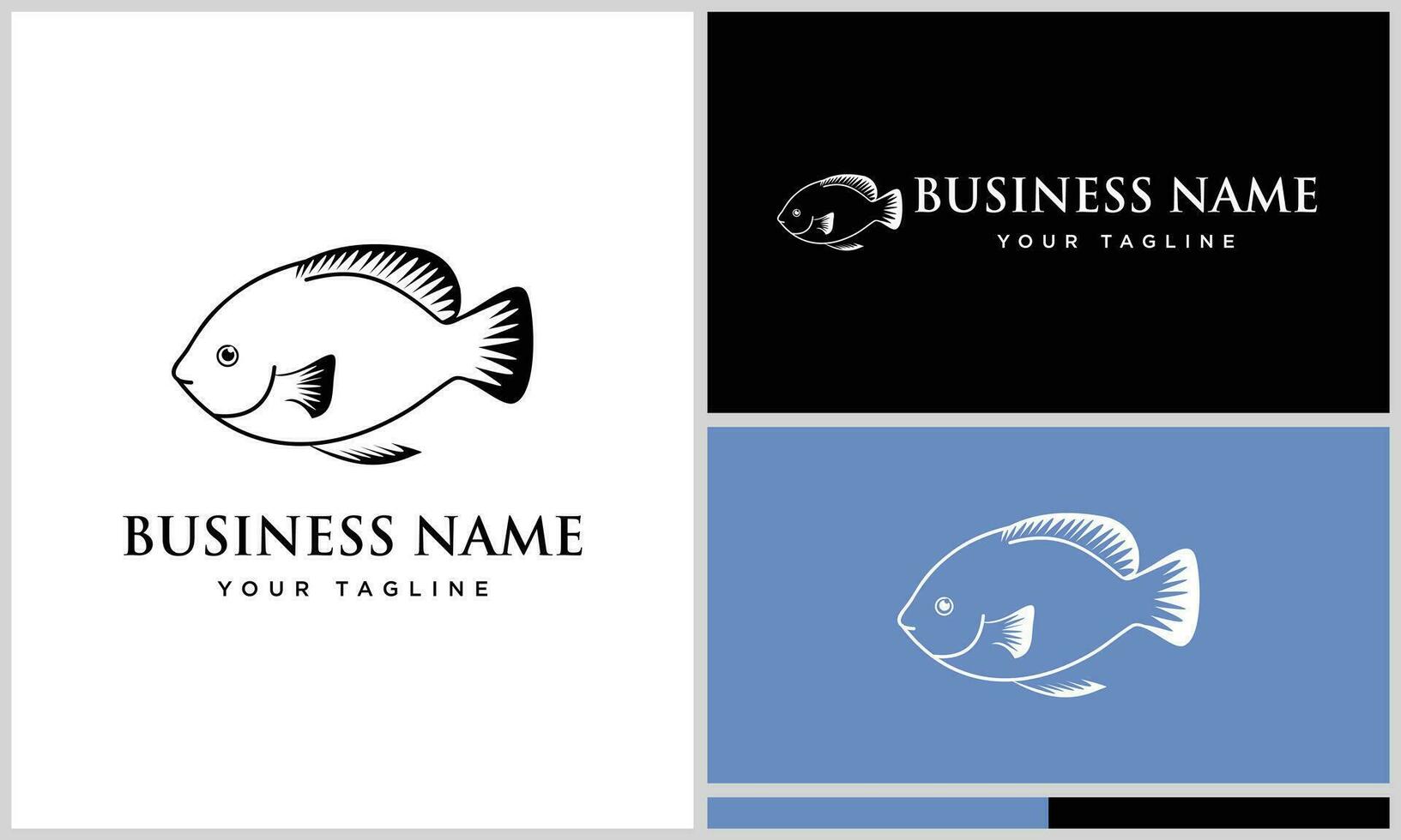 line art fish logo template vector