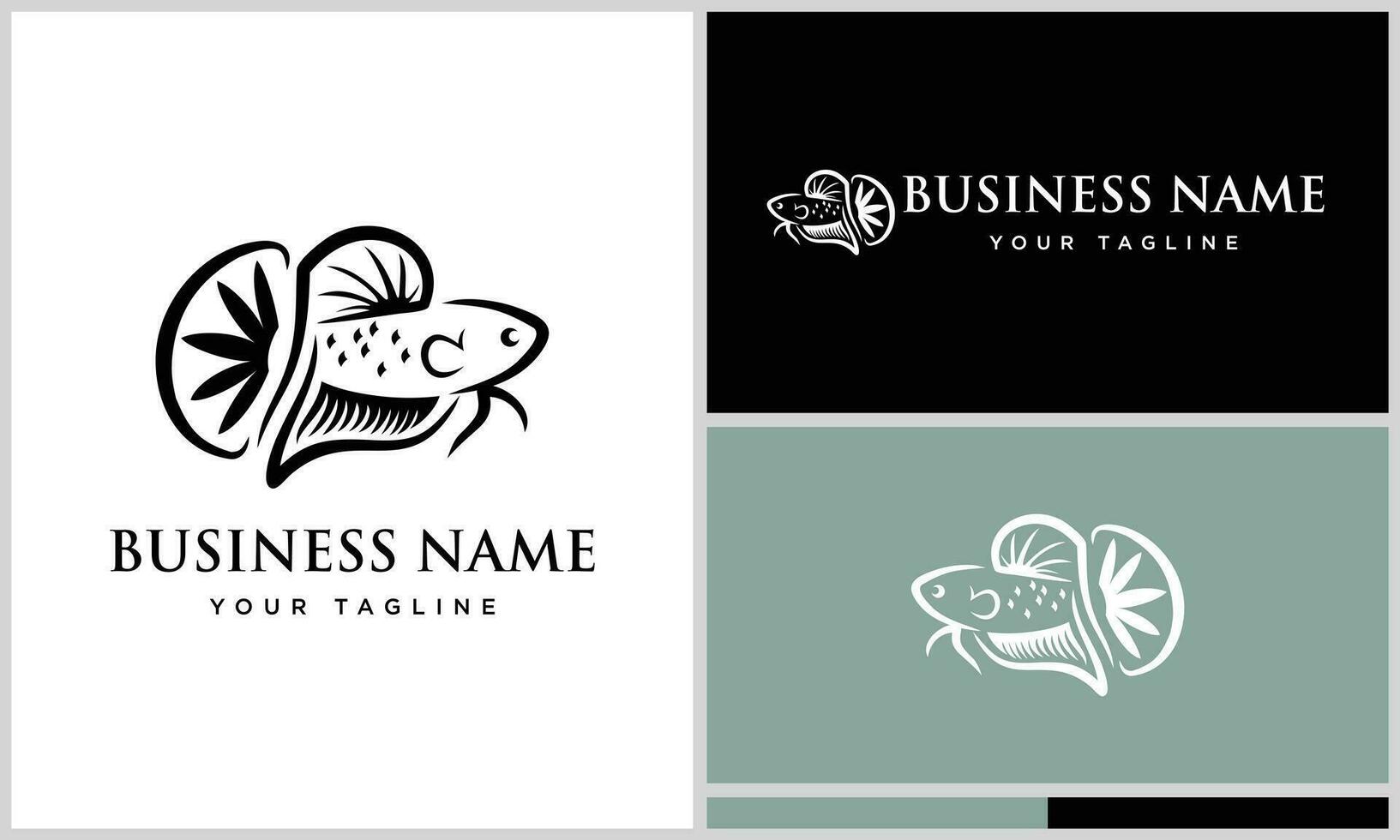 line art beta fish logo vector