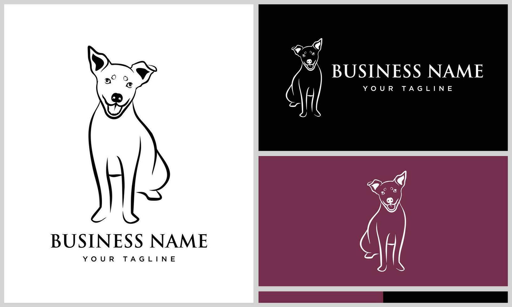 line art dog sitting logo vector