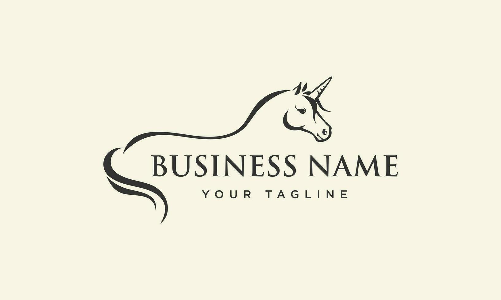hand drawn unicorn logo template vector