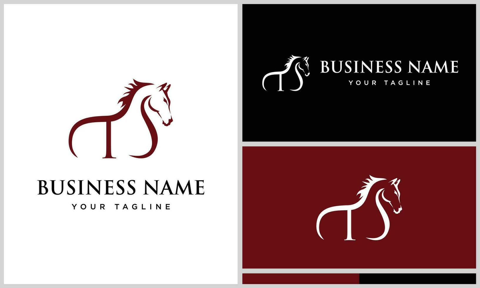 line art horse initial logo vector