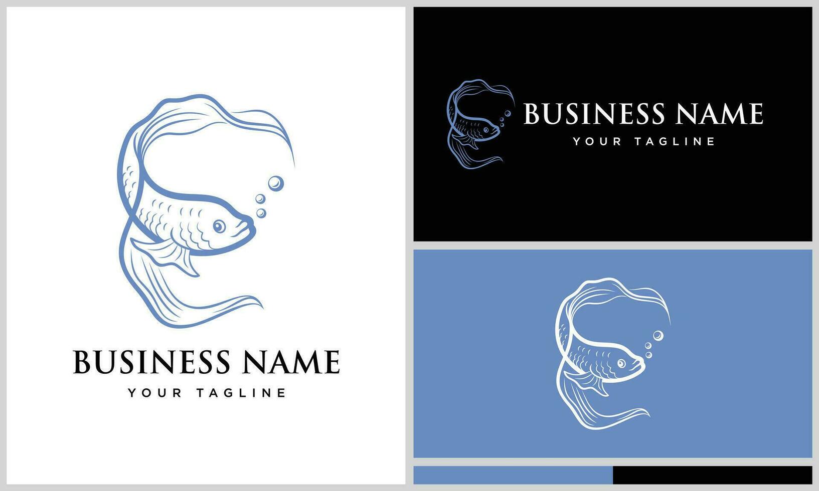line art beta fish logo vector