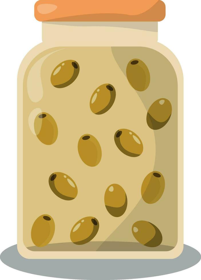 a jar of olives with a lid on it vector