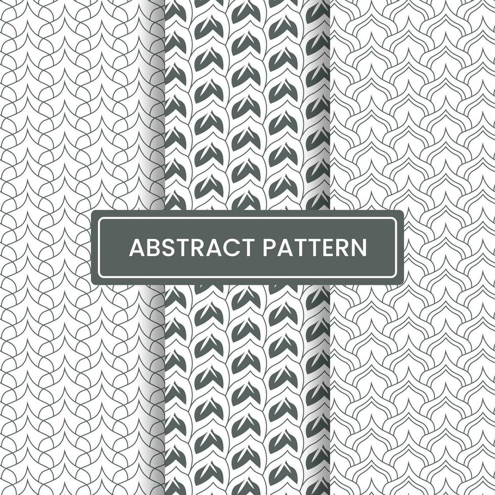 Seamless pattern set with abstract lines shapes and leaf vector