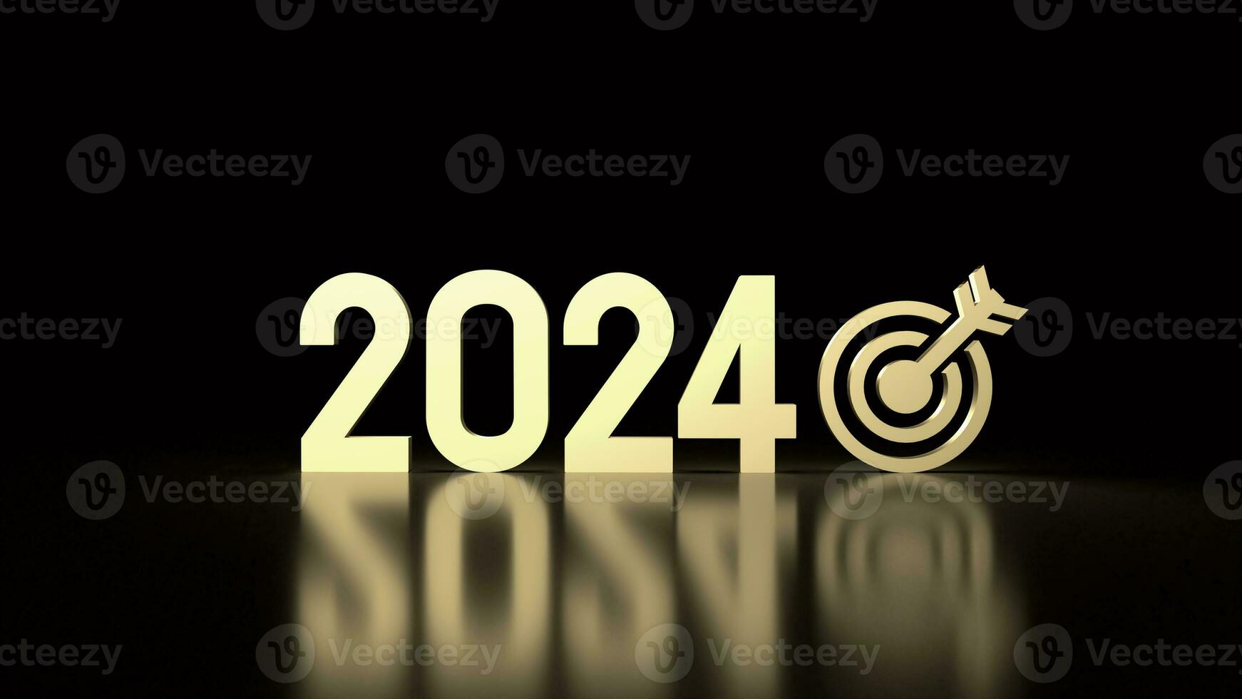 The Gold 2024 Number for New year Business concept 3d rendering photo