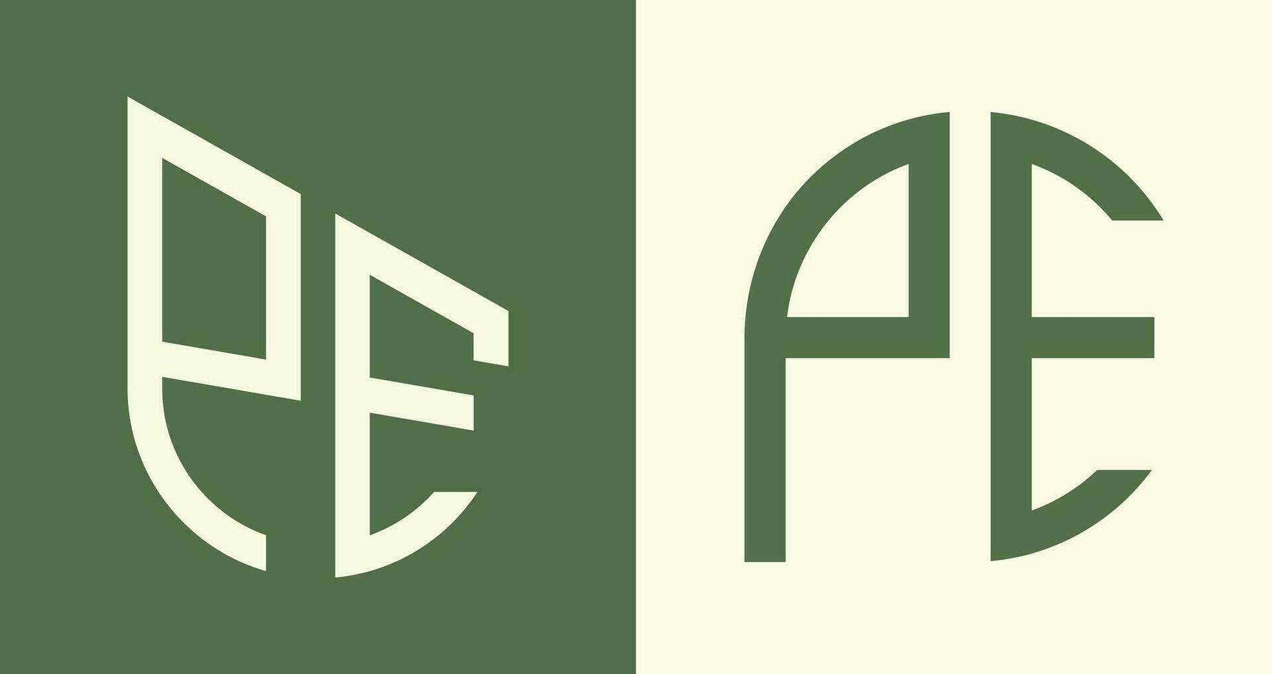 Creative simple Initial Letters PE Logo Designs Bundle. vector