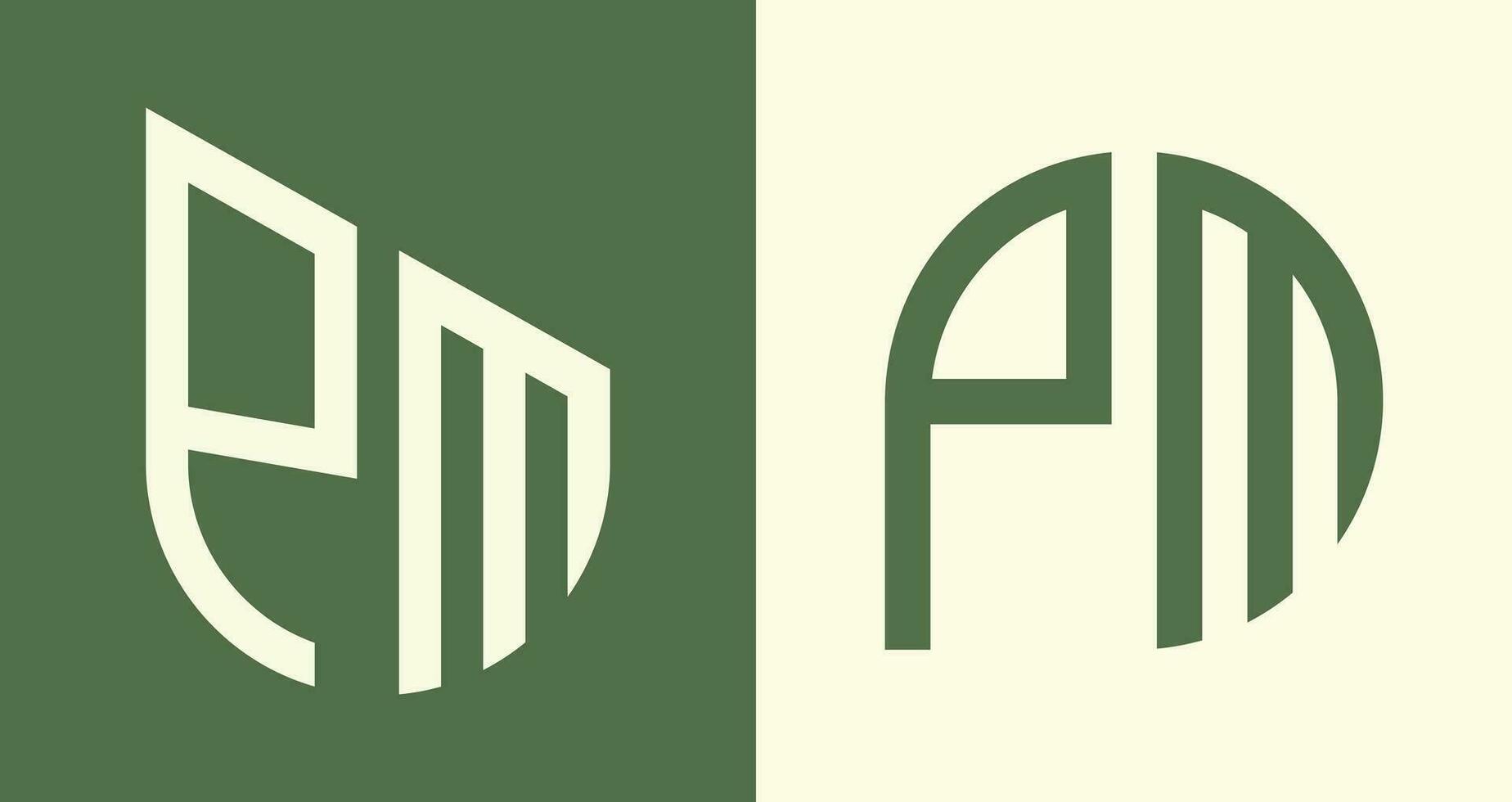 Creative simple Initial Letters PM Logo Designs Bundle. vector
