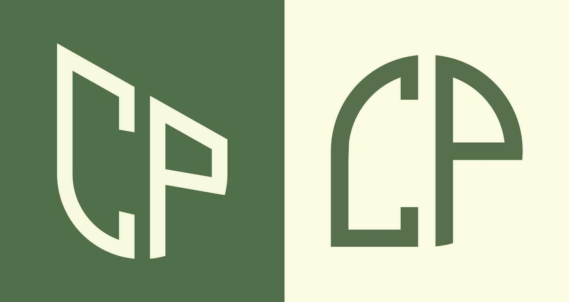 Creative simple Initial Letters CP Logo Designs Bundle. vector