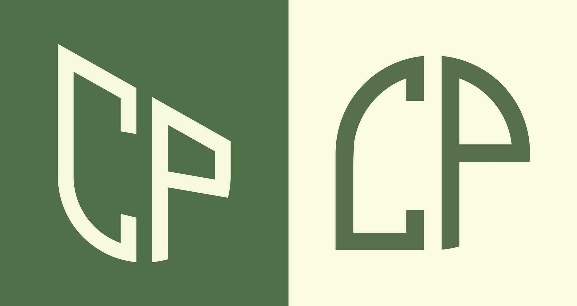 Paquete creativo de diseños de logotipos de letras iniciales simples cp. vector