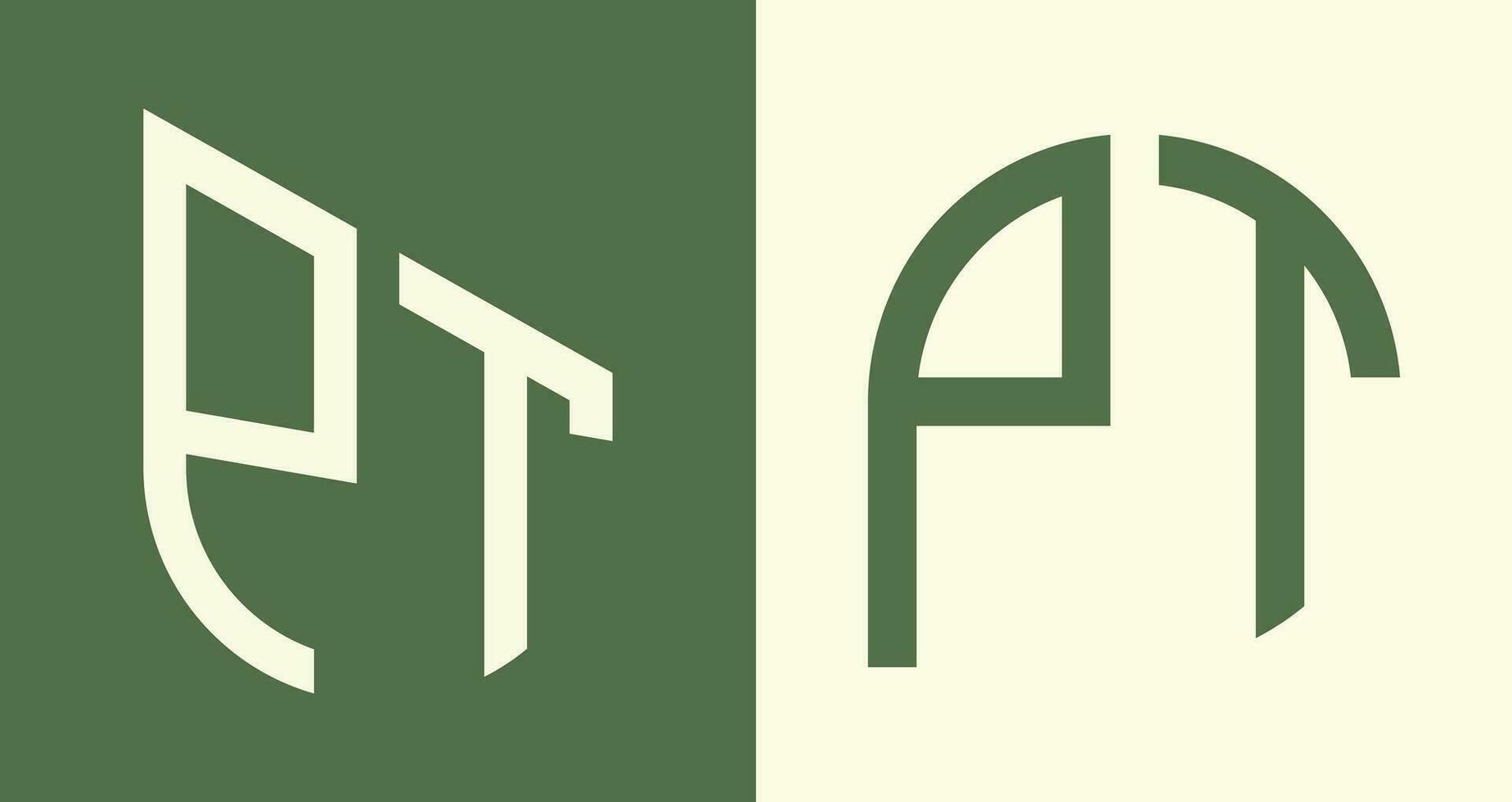 Creative simple Initial Letters PT Logo Designs Bundle. vector