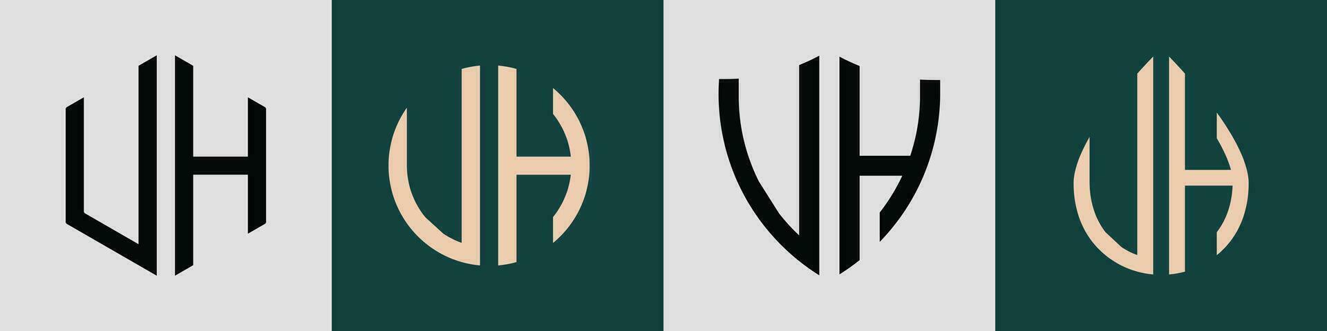 Creative simple Initial Letters UH Logo Designs Bundle. vector