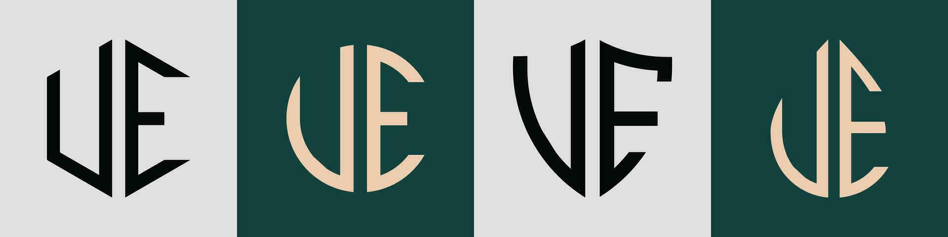 Creative simple Initial Letters UE Logo Designs Bundle. vector