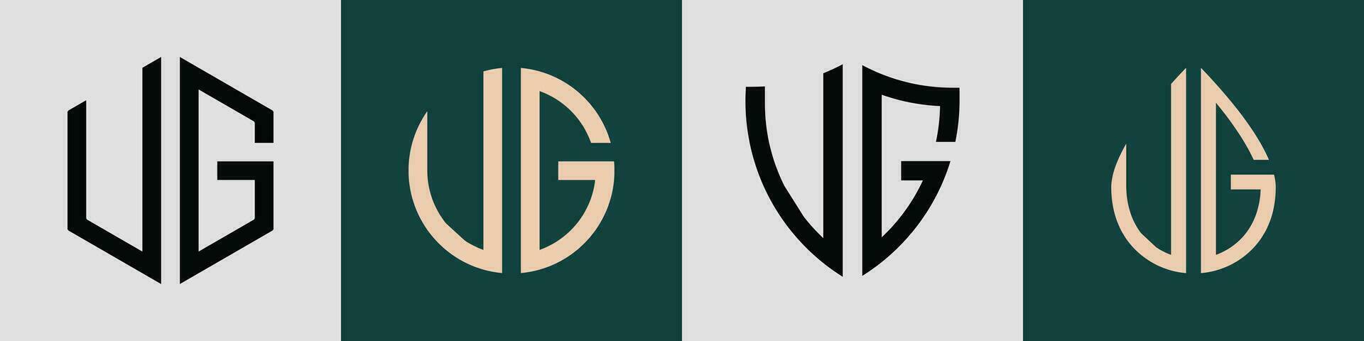Creative simple Initial Letters UG Logo Designs Bundle. vector