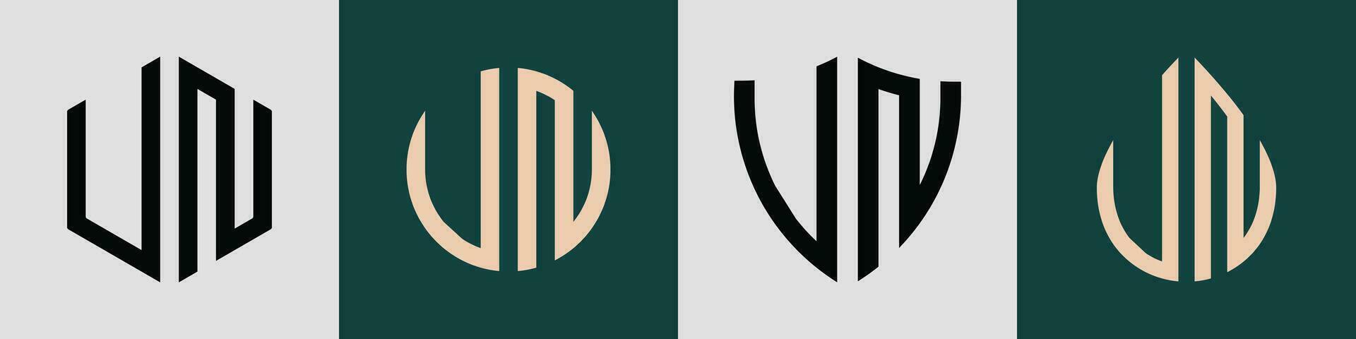 Creative simple Initial Letters UN Logo Designs Bundle. vector