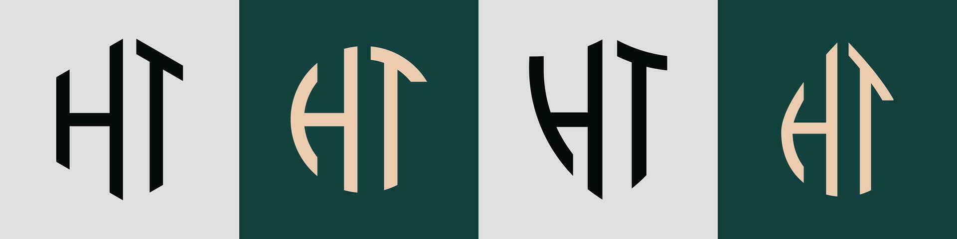 Creative simple Initial Letters HT Logo Designs Bundle. vector