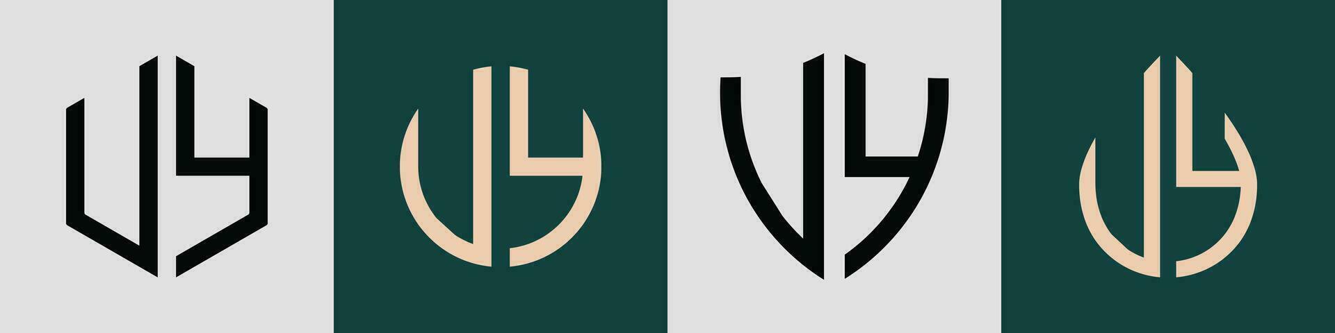 Creative simple Initial Letters UY Logo Designs Bundle. vector