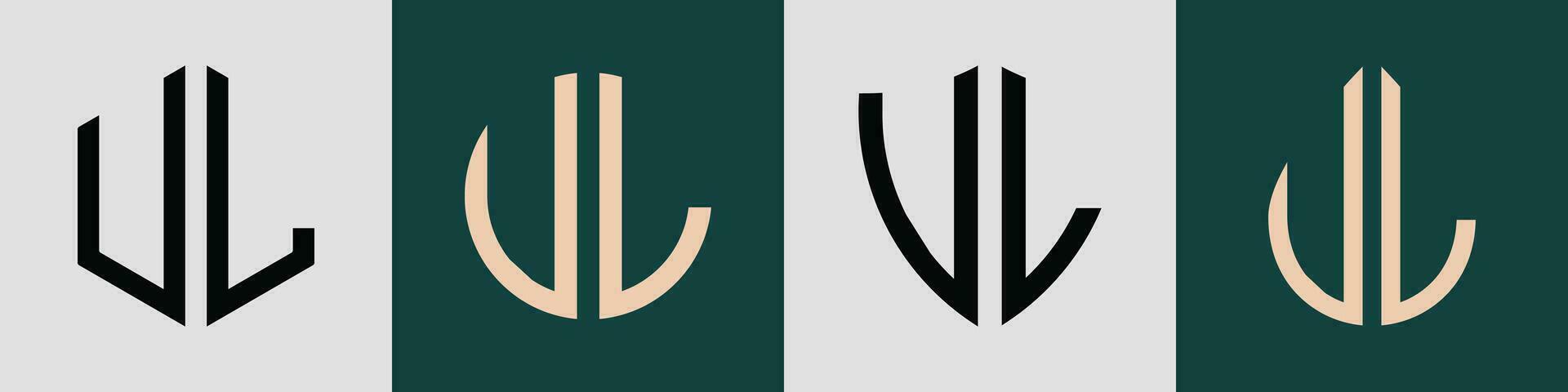 creativo sencillo inicial letras ul logo diseños manojo. vector