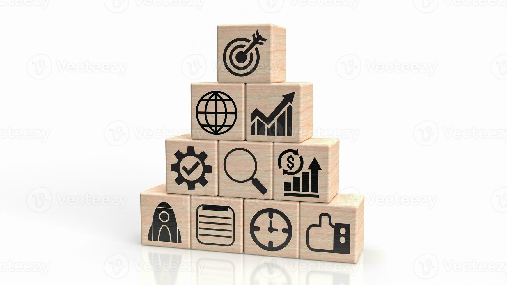 The Business icon on wood white Background  3d rendering. photo