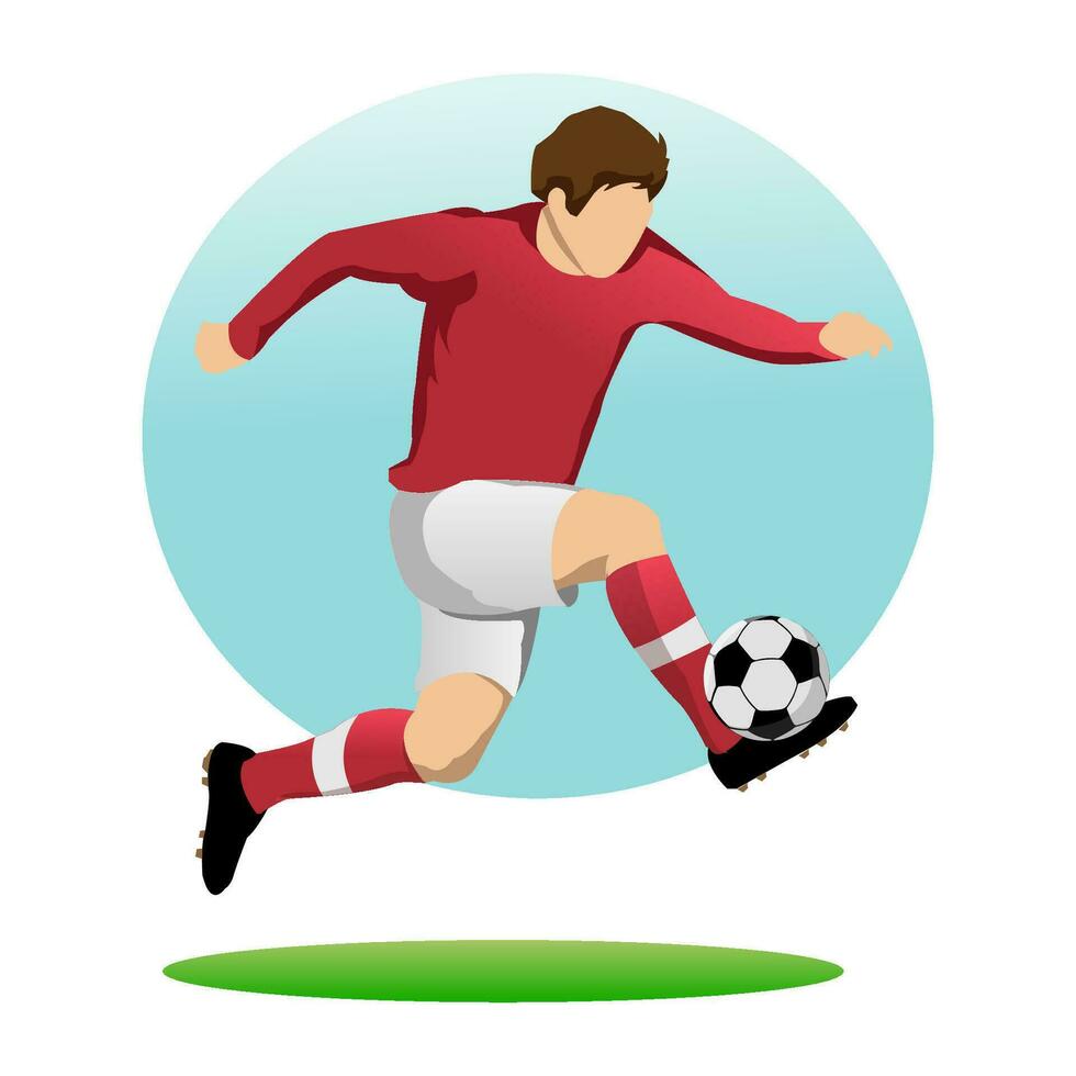 Vector Illustration in Simple Flat Design Style of a Football Player