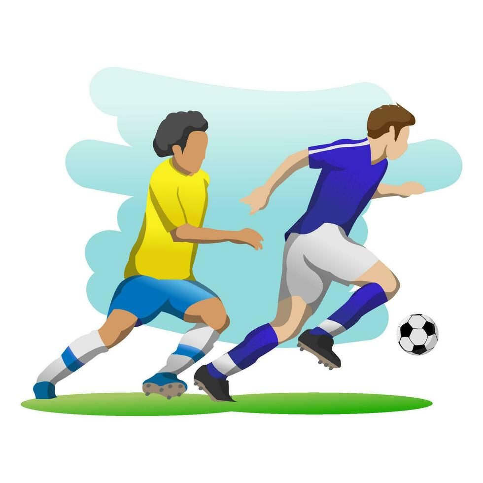 Vector Illustration in Simple Flat Design Style of a Football Player