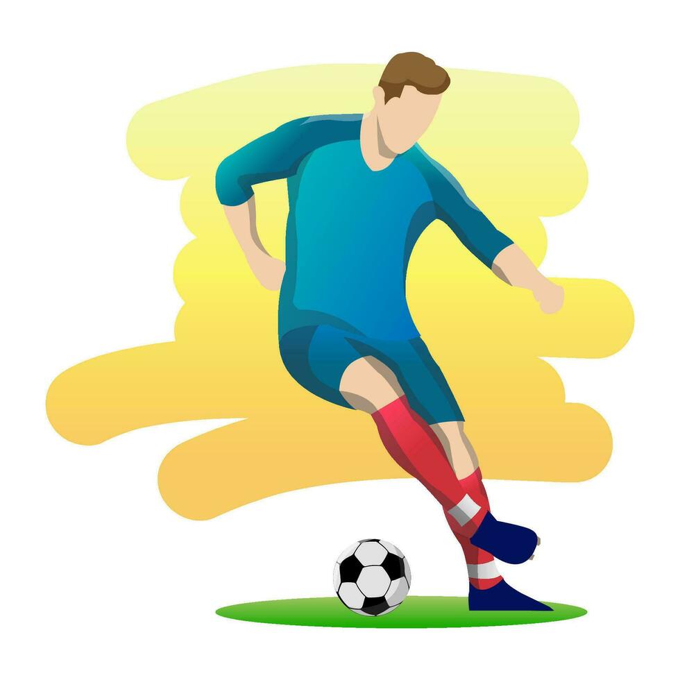 Vector Illustration in Simple Flat Design Style of a Football Player