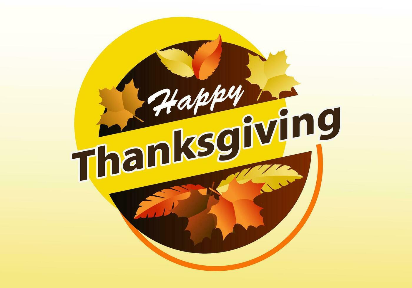 Happy Thanksgiving Day Vector Illustration With Autumn Leaves and Pastel Colored Background