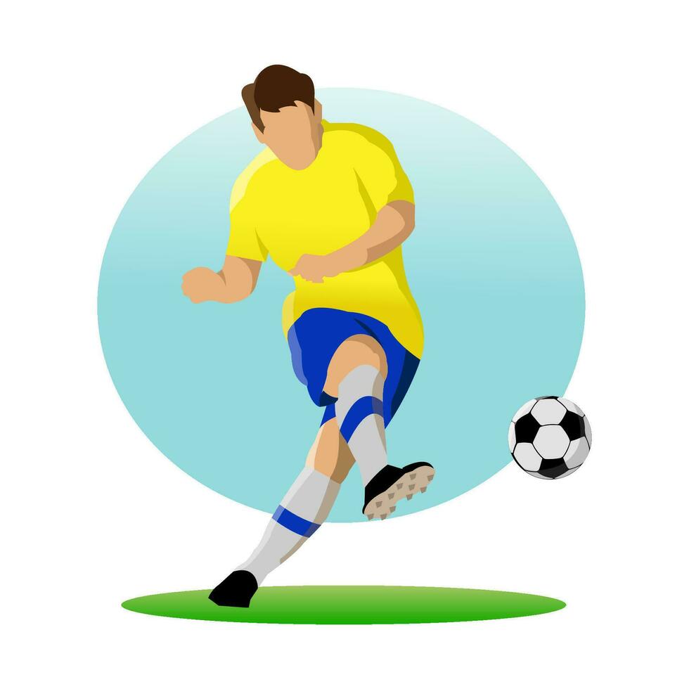 Vector Illustration in Simple Flat Design Style of a Football Player