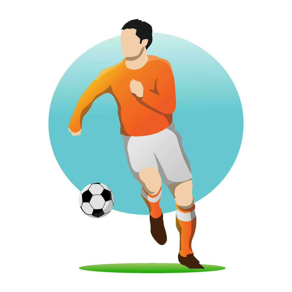 Vector Illustration in Simple Flat Design Style of a Football Player