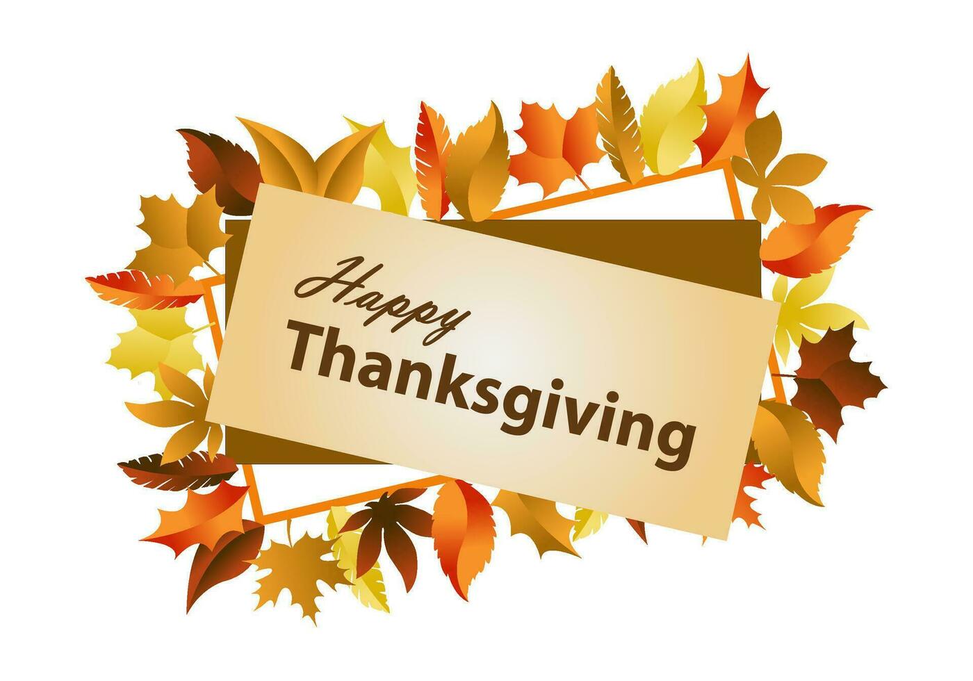 Happy Thanksgiving Day Vector Illustration With Autumn Leaves and White Background