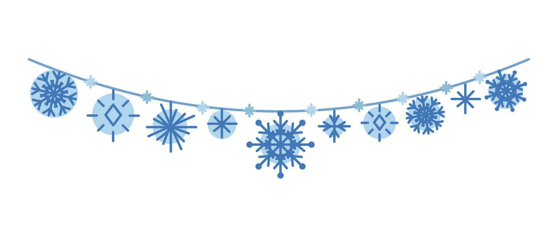 Winter snowflakes on a string. Garland for New Year and Christmas. vector