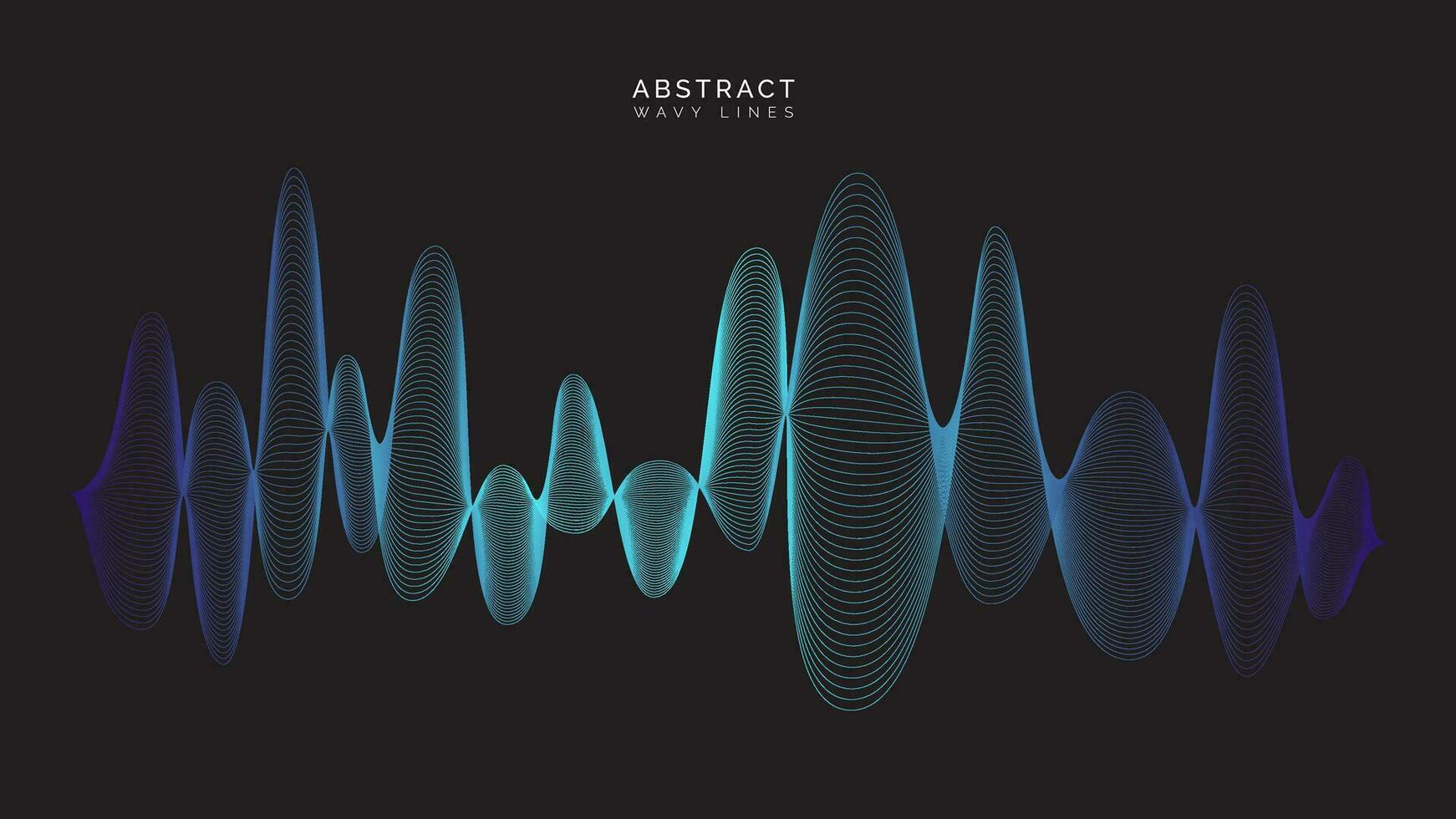 abstract blue wavy lines with black background vector