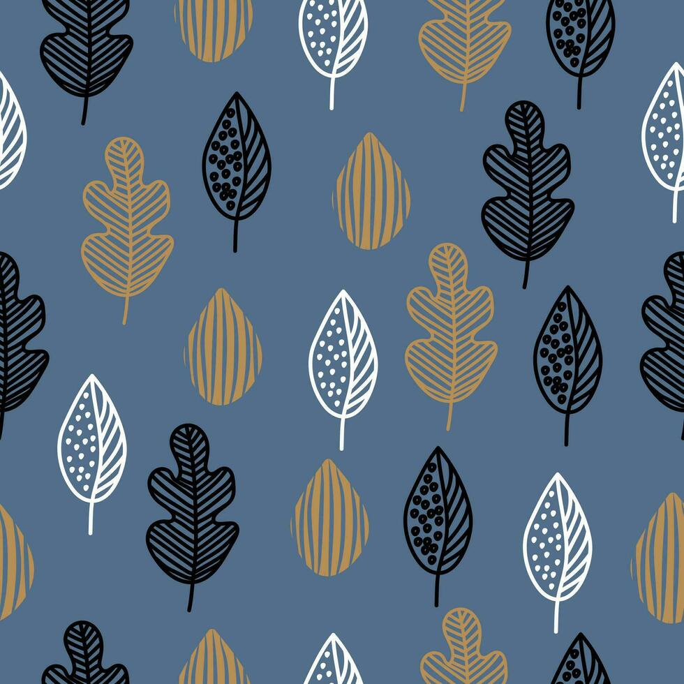 Seamless abstract pattern with autumn leaves. vector