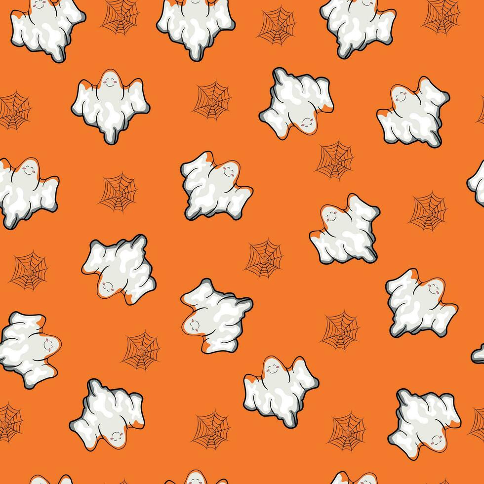 Víspera de Todos los Santos naranja festivo sin costura modelo. vector