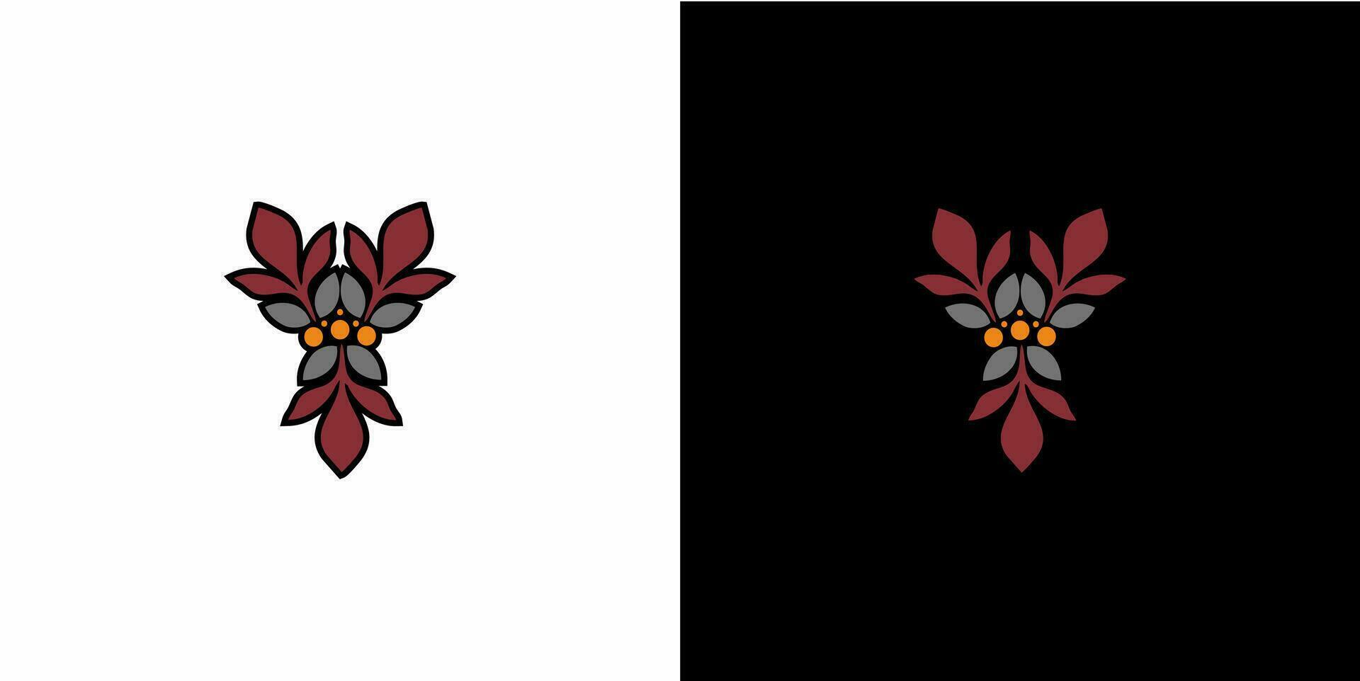 two different designs of flowers on black and white vector