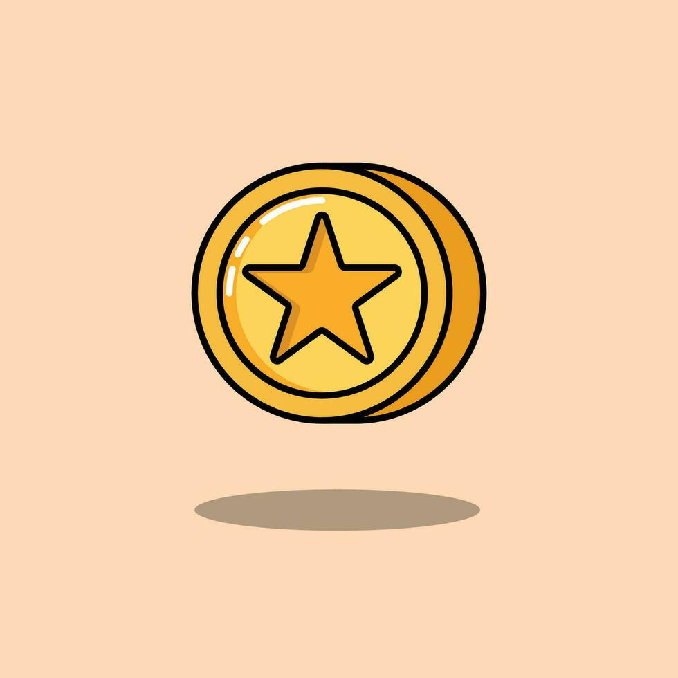 The Illustration of Gold Coin Game Item with Star vector