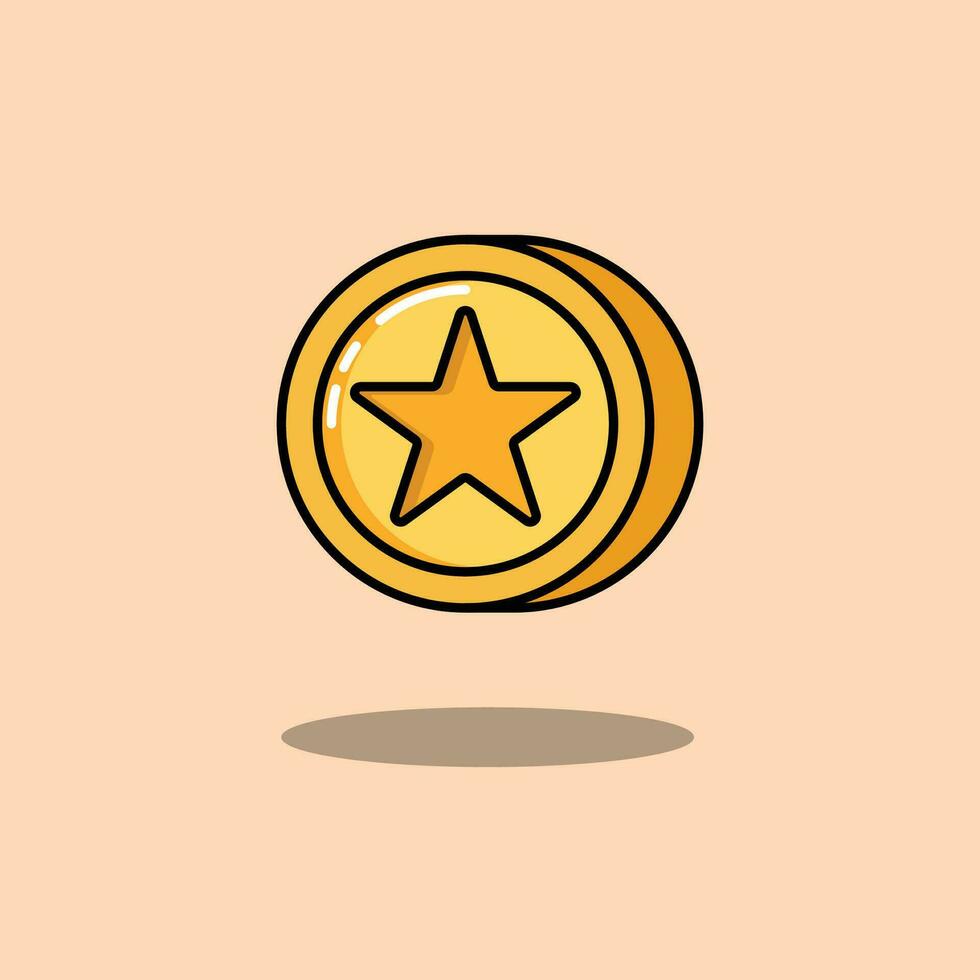 el ilustración de oro moneda juego articulo con estrella vector