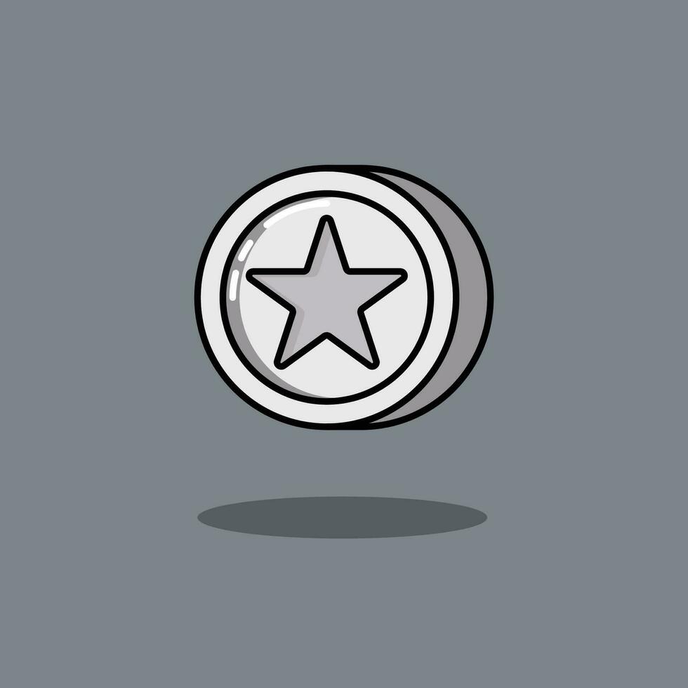 The Illustration of Silver Coin Game Item with Star vector