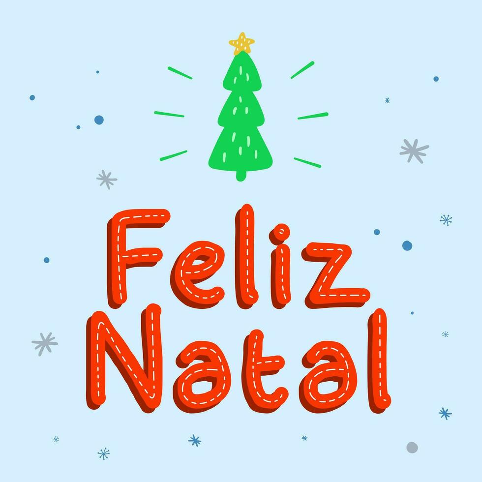 rojo y verde alegre Navidad en brasileño portugués con Navidad árbol. linda diseño. vector