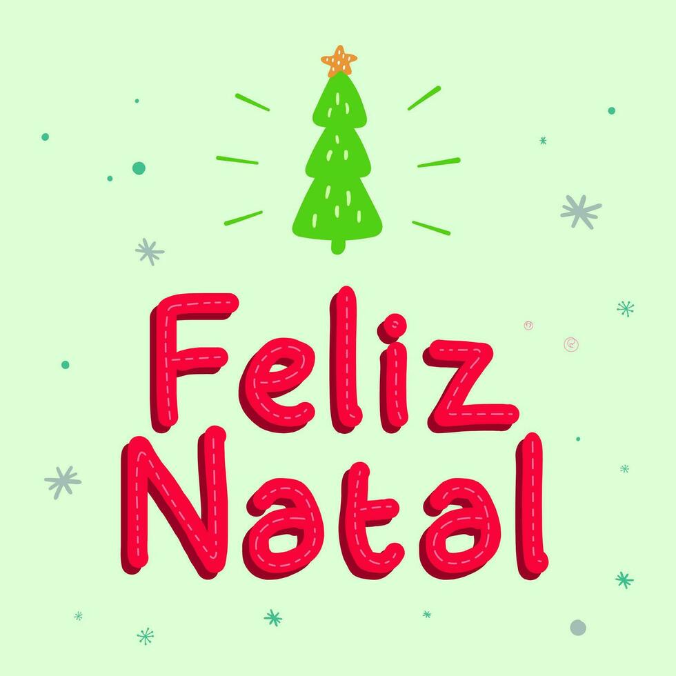 rosado y verde alegre Navidad en brasileño portugués con Navidad árbol. linda diseño. vector