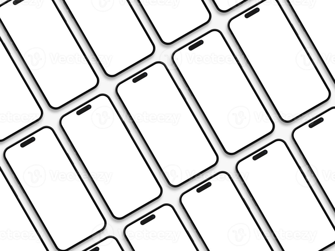 set of collection fo smartphone 14 pro mockup screen on the white background with shadow effect for UI UX app presentation mockup photo