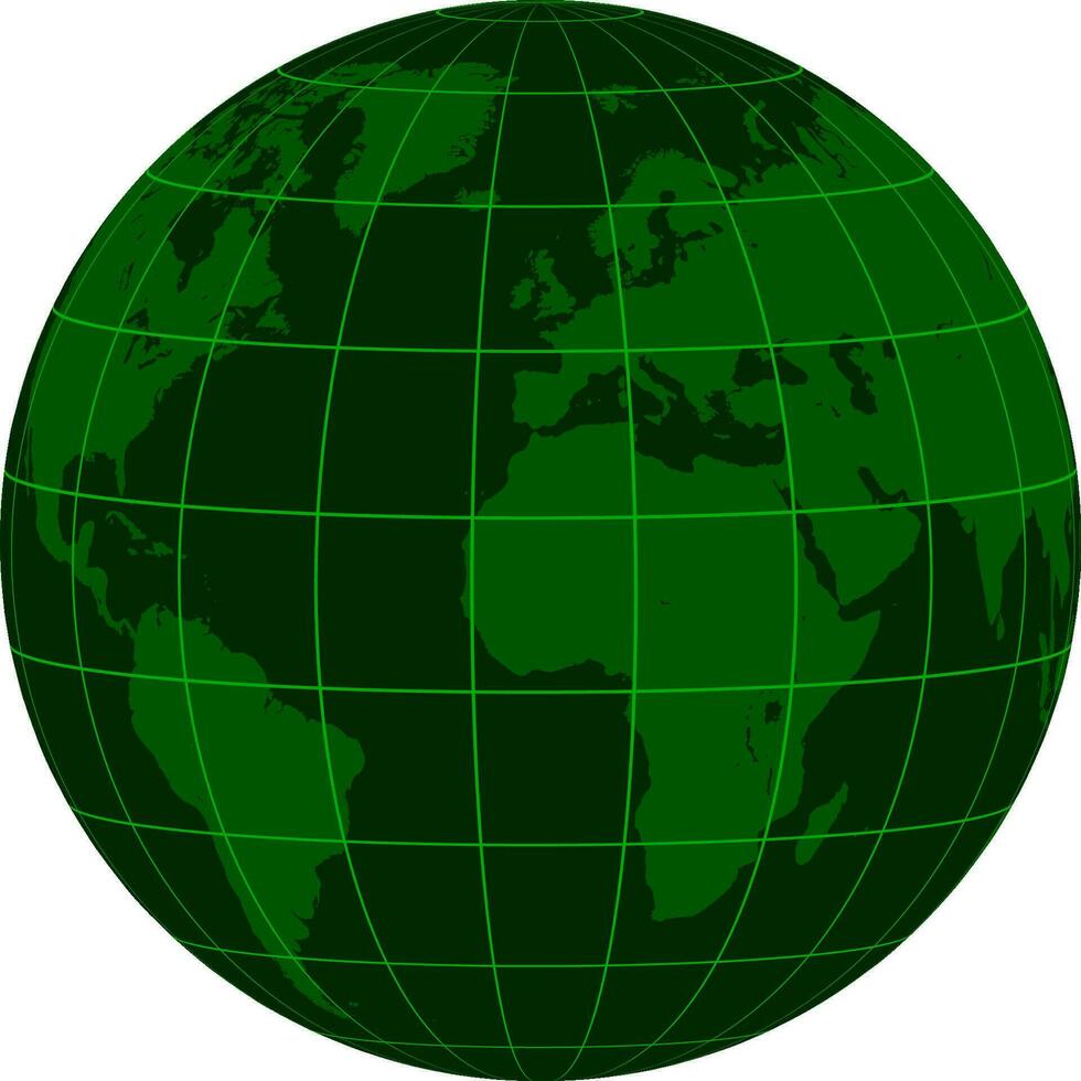 modelo tierra globo continentes coordinar red, oscuro verde matriz crisis vector