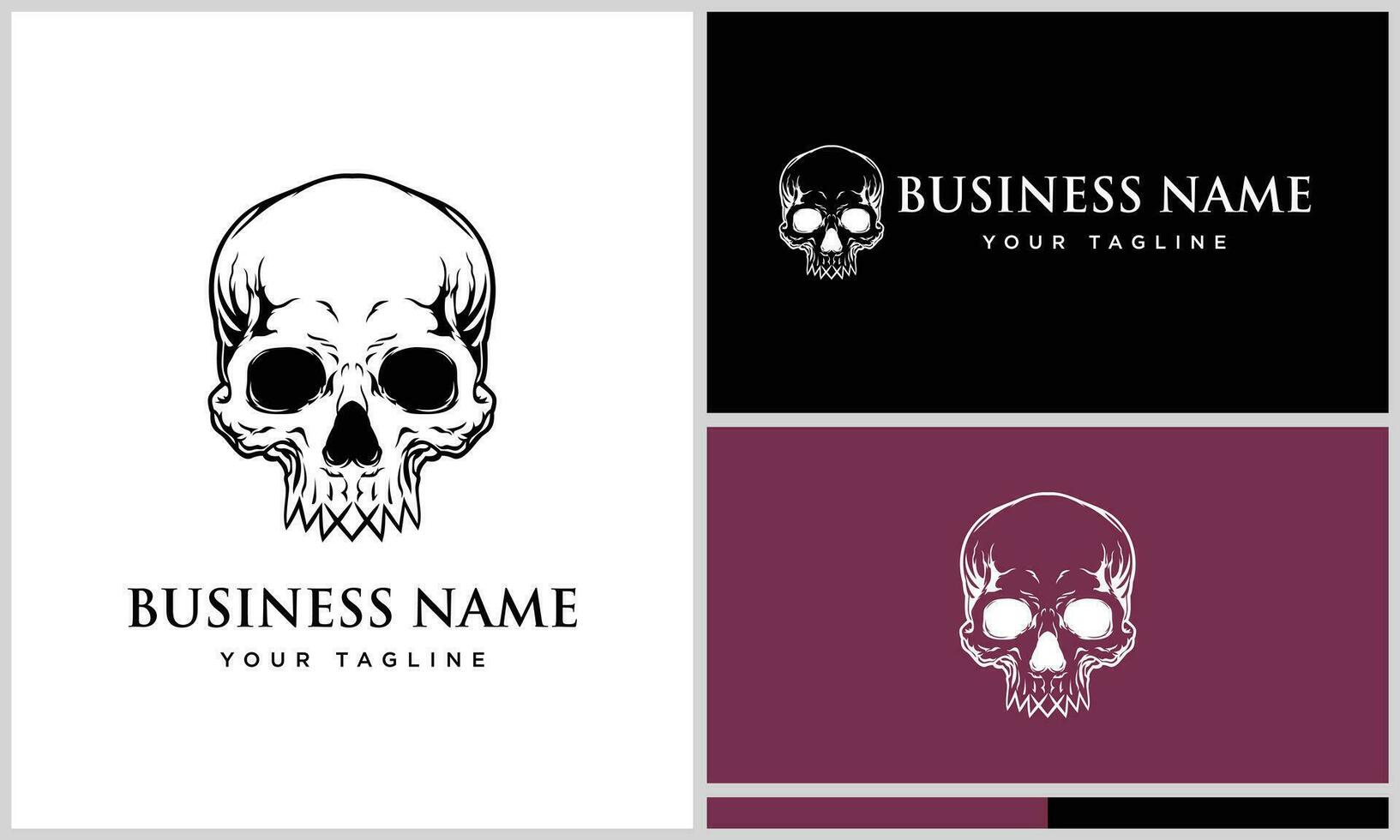line art skull logo template vector