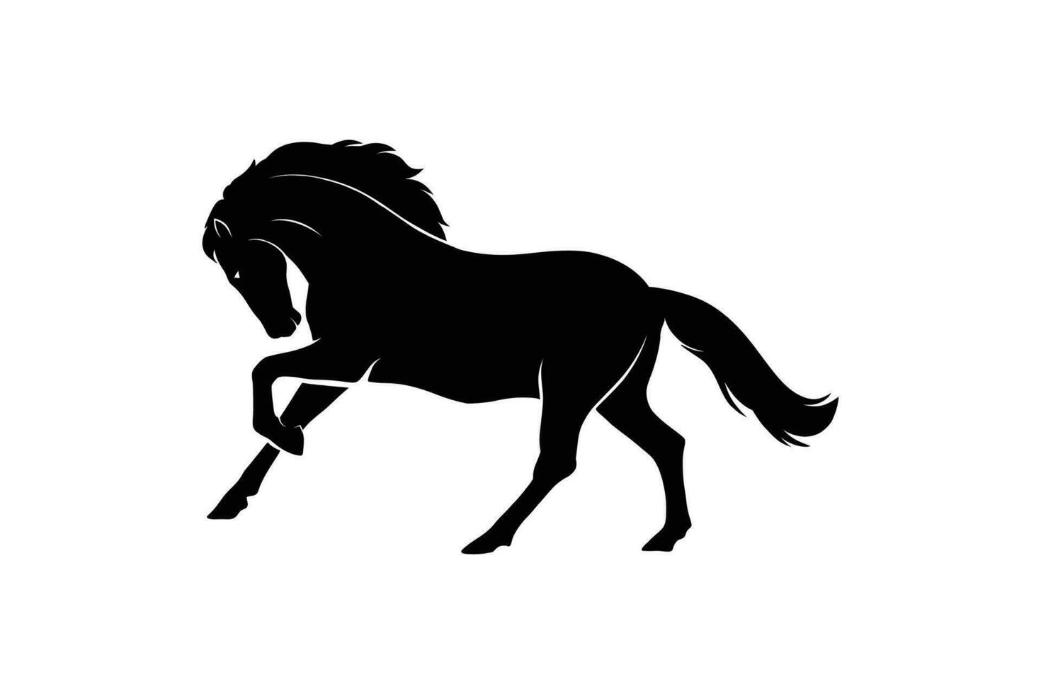 negro silueta de un caballo corriendo agresivamente. vector ilustración.