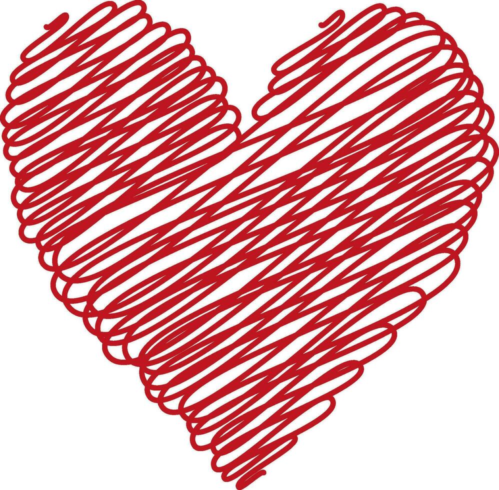 Heart drawn painted, brush hand, different heart shapes scribble doodle vector