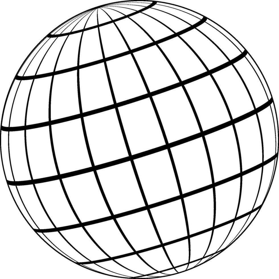 Globe 3D model Earth planet, model celestial sphere coordinate grid vector