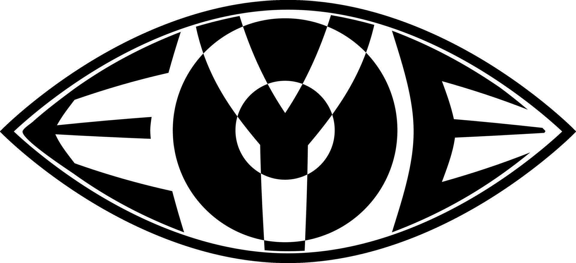 Eye icon text, word eye inside, concept big brother vector