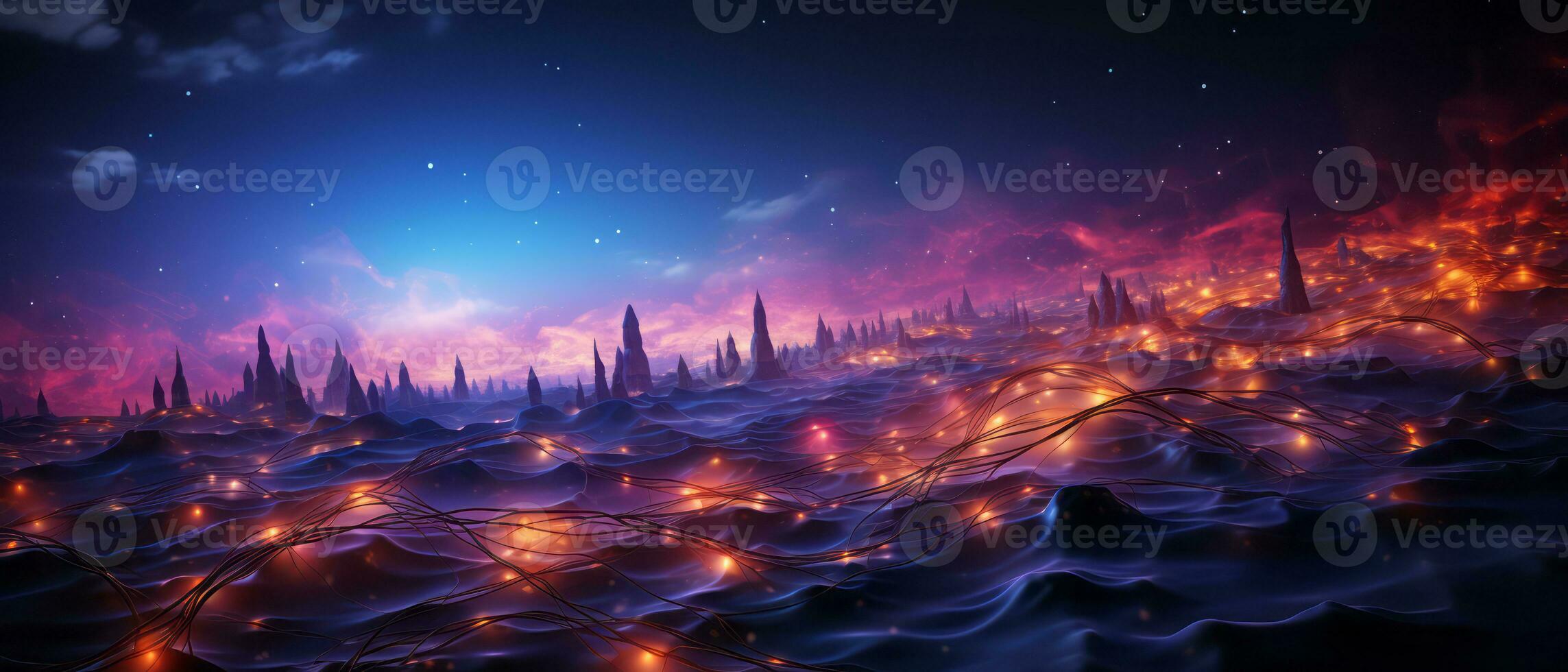 Fantasy alien planet. Digital abstract background of a fantasy alien planet. AI Generated. photo