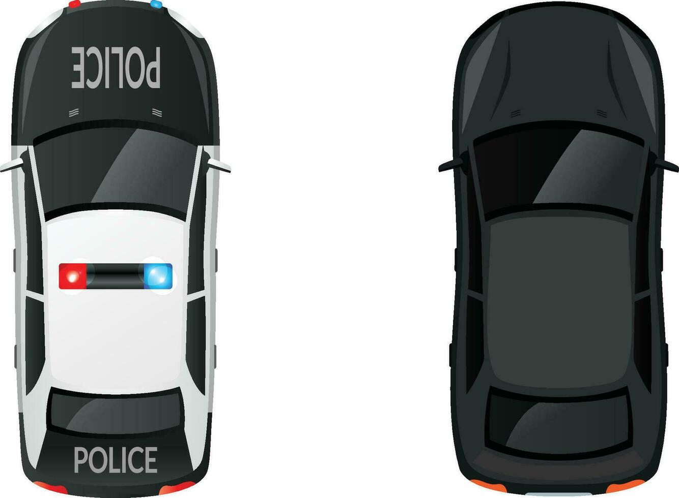 policía coche semi plano rgb color en blanco antecedentes vector