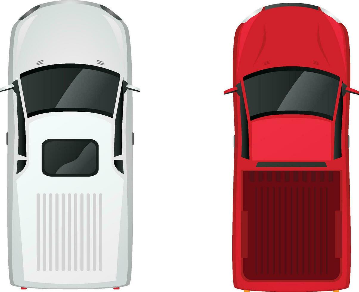 pair of Car From Above Top View vector