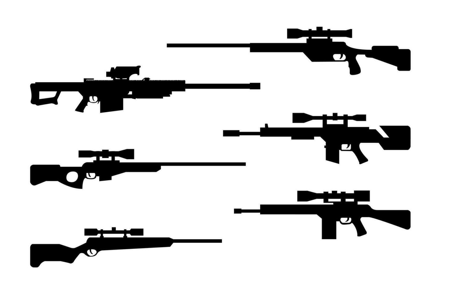 Sniper riffle silhouette vector set